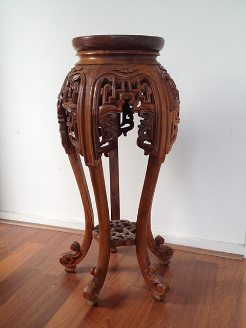 TABLE, Pedestal - Chinese Carved Detail 85cm H